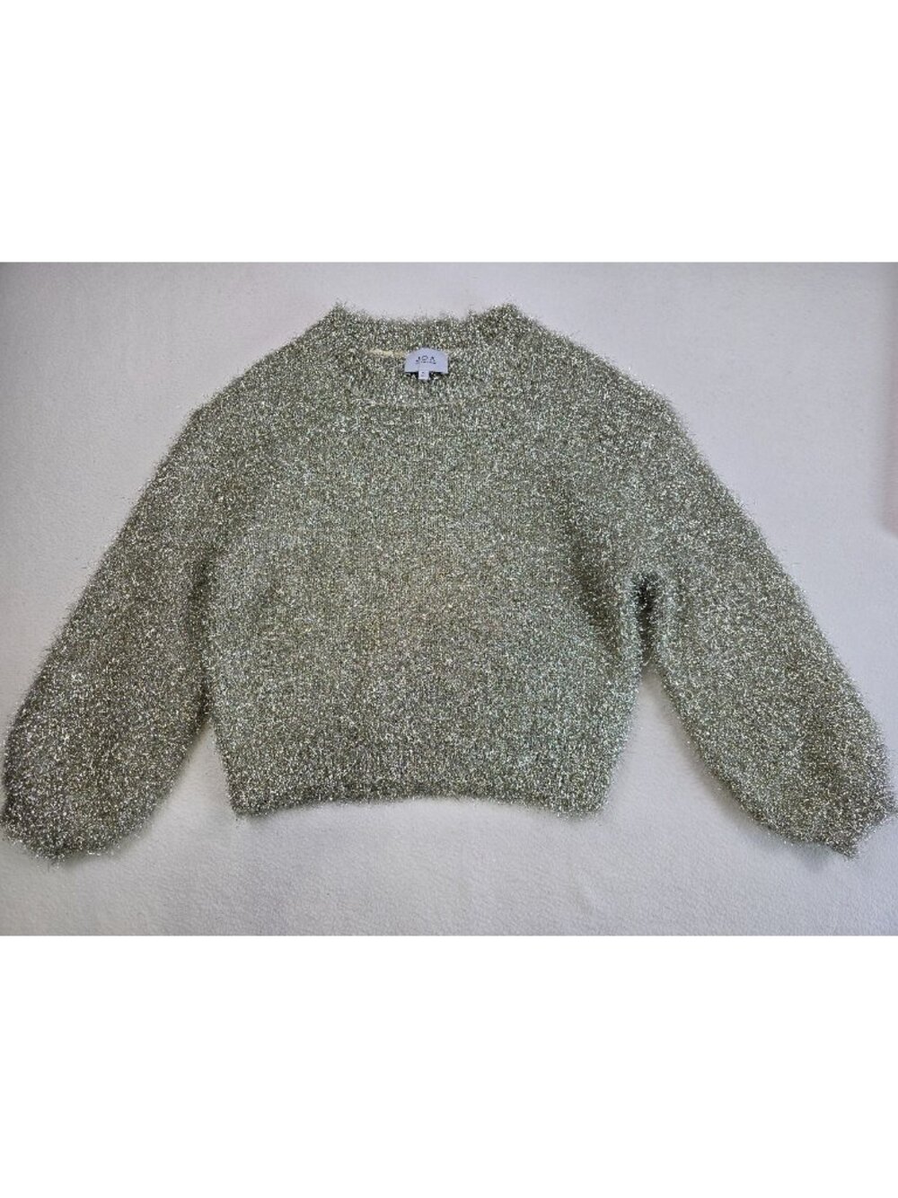 JOA Just One Answer XS Metallic Gold Shaggy Sweater Holiday Party Tinsel